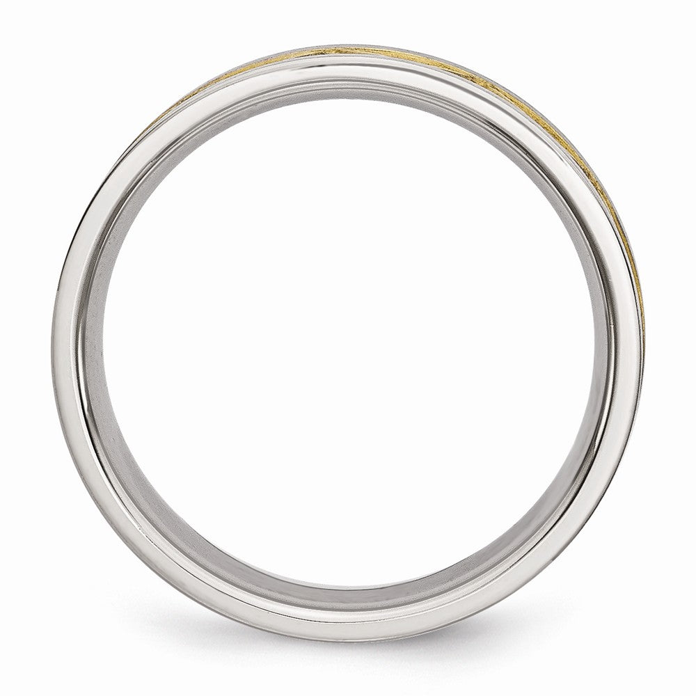 Grooved Wedding Band in Stainless Steel with Gold IP Plating, 8mm Secondary image