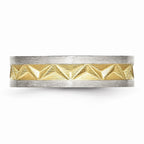 Grooved Wedding Band in Stainless Steel with Gold IP Plating, 8mm