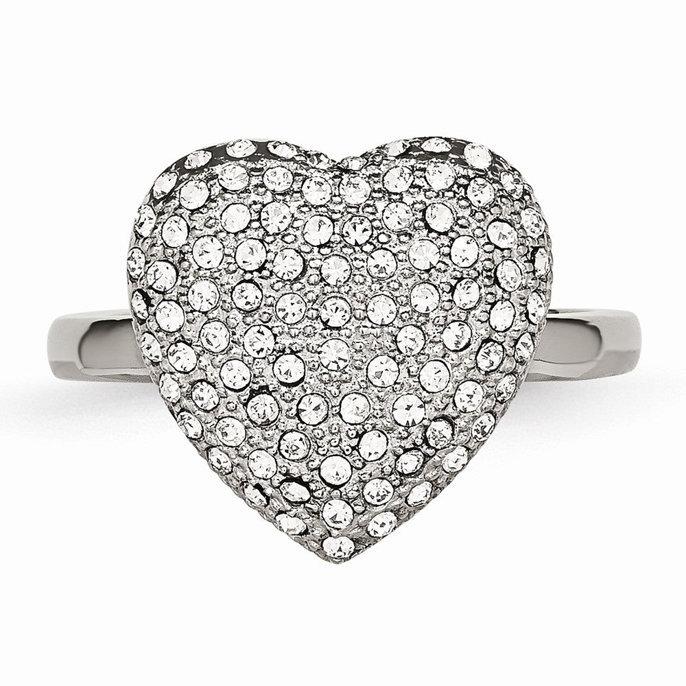 Sophia Jewelers Stainless Steel Crystal Heart Fashion Ring Polished Elegance