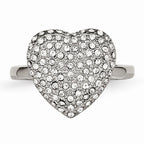 Sophia Jewelers Stainless Steel Crystal Heart Fashion Ring Polished Elegance