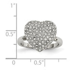 Stainless Steel Polished w/ Preciosa Crystal Heart Ring