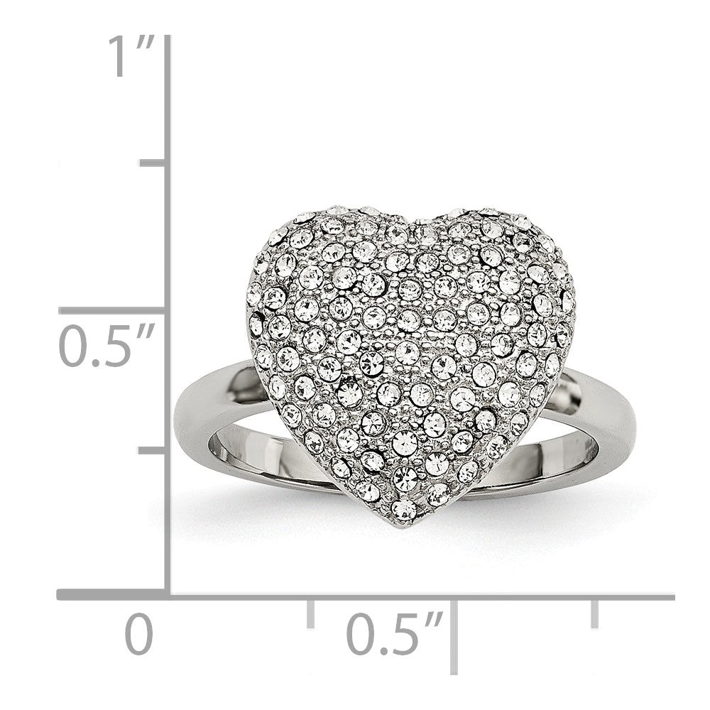Stainless Steel Polished w/ Preciosa Crystal Heart Ring