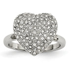 Sophia Jewelers Stainless Steel Crystal Heart Fashion Ring Polished Elegance