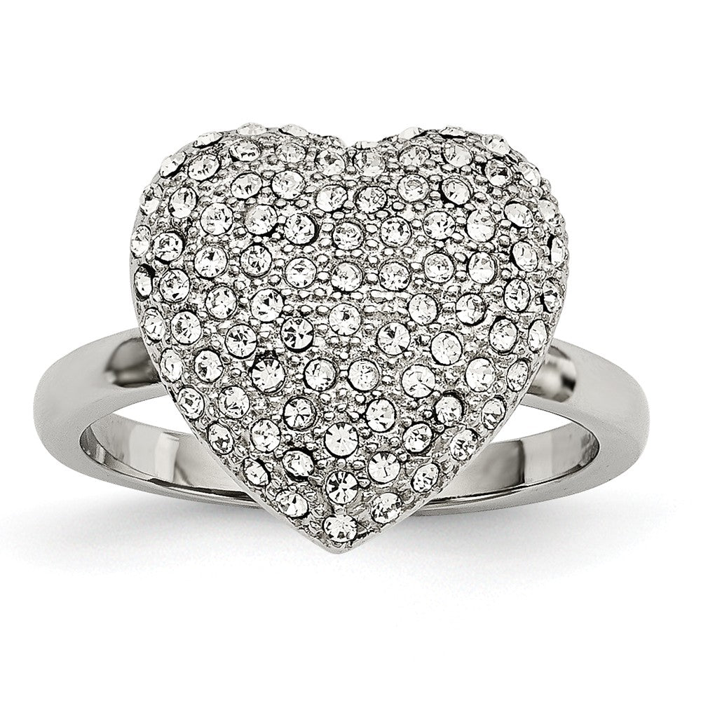 Sophia Jewelers Stainless Steel Crystal Heart Fashion Ring Polished Elegance
