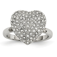 Sophia Jewelers Stainless Steel Crystal Heart Fashion Ring Polished Elegance