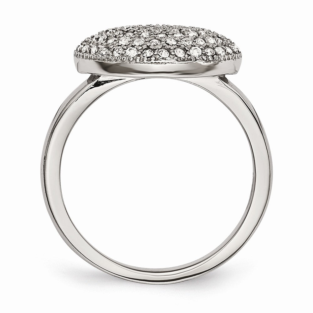 Stainless Steel Fashion Ring with Polished Finish and Crystals