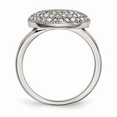 Stainless Steel Fashion Ring with Polished Finish and Crystals