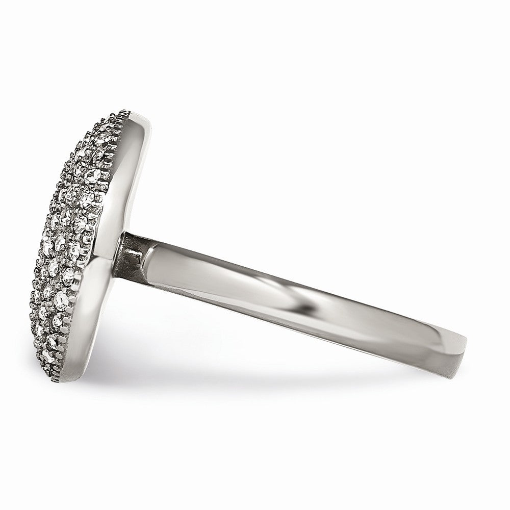 Stainless Steel Fashion Ring with Polished Finish and Crystals