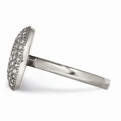 Stainless Steel Fashion Ring with Polished Finish and Crystals