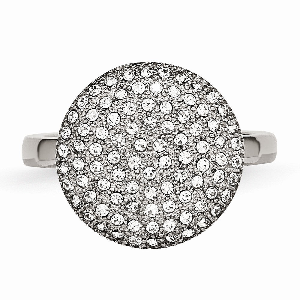 Stainless Steel Fashion Ring with Polished Finish and Crystals