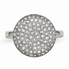 Stainless Steel Fashion Ring with Polished Finish and Crystals