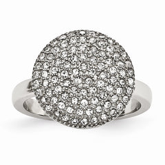 Stainless Steel Fashion Ring with Polished Finish and Crystals