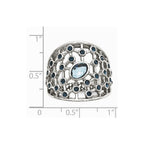 Stainless Steel Polished Blue Glass and Preciosa Crystal Ring