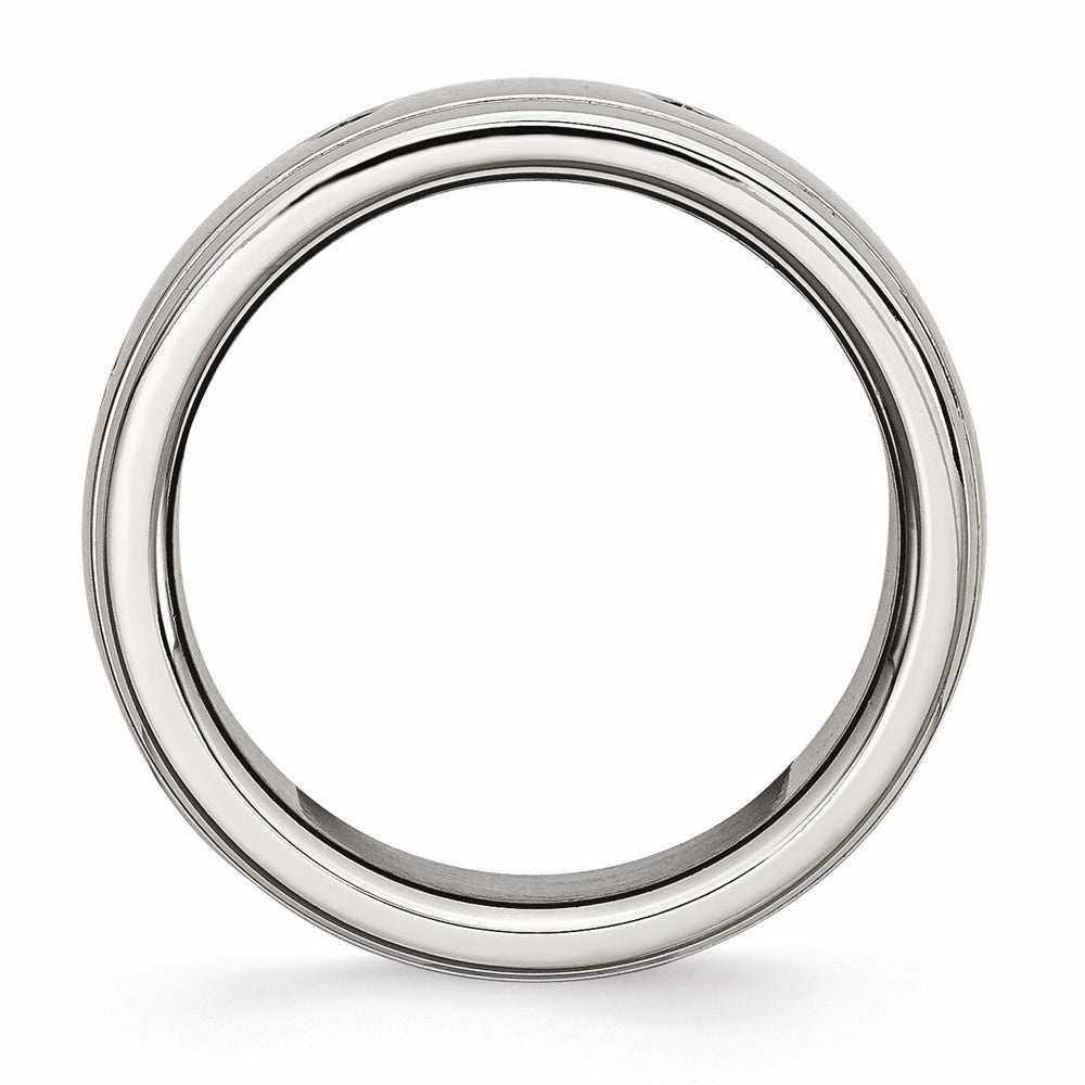 Grooved Wedding Band in Stainless Steel, 8mm