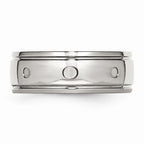 Grooved Wedding Band in Stainless Steel, 8mm