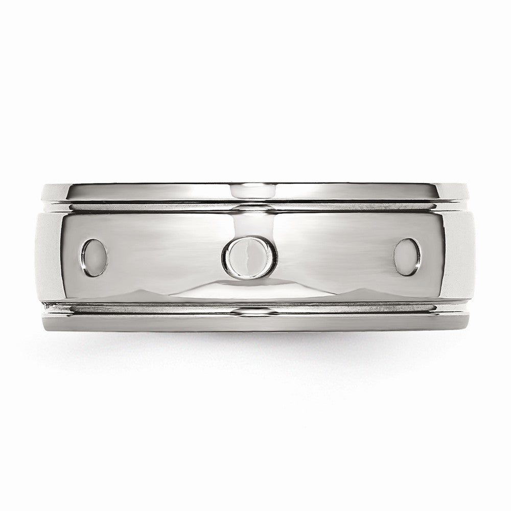 Grooved Wedding Band in Stainless Steel, 8mm