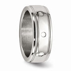 Grooved Wedding Band in Stainless Steel, 8mm