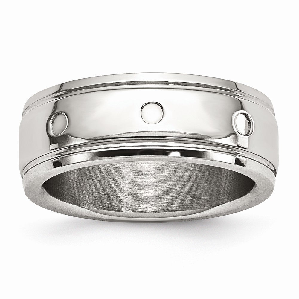 Grooved Wedding Band in Stainless Steel, 8mm Secondary image