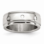Grooved Wedding Band in Stainless Steel, 8mm