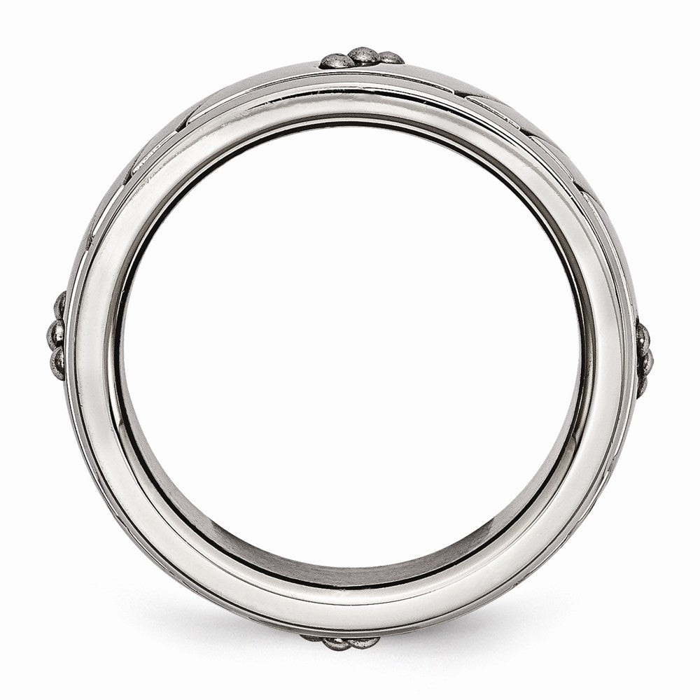 Beaded & Grooved Wedding Band in Stainless Steel, 8mm