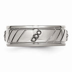 Beaded & Grooved Wedding Band in Stainless Steel, 8mm