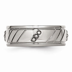 Sophia Jewelers Polished Stainless Steel Grooved Wedding Band Elegant Design - 8 - 8