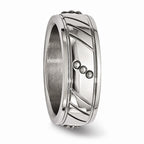 Beaded & Grooved Wedding Band in Stainless Steel, 8mm