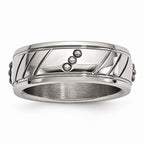 Beaded & Grooved Wedding Band in Stainless Steel, 8mm