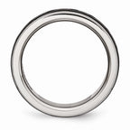 Grooved Wedding Band in Black IP-Plated Stainless Steel, 8mm