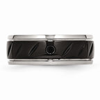 Grooved Wedding Band in Black IP-Plated Stainless Steel, 8mm
