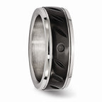 Grooved Wedding Band in Black IP-Plated Stainless Steel, 8mm