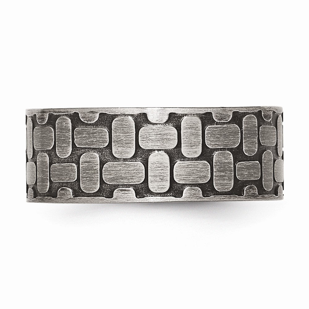 Stainless Steel Brushed Antiqued Textured Ring