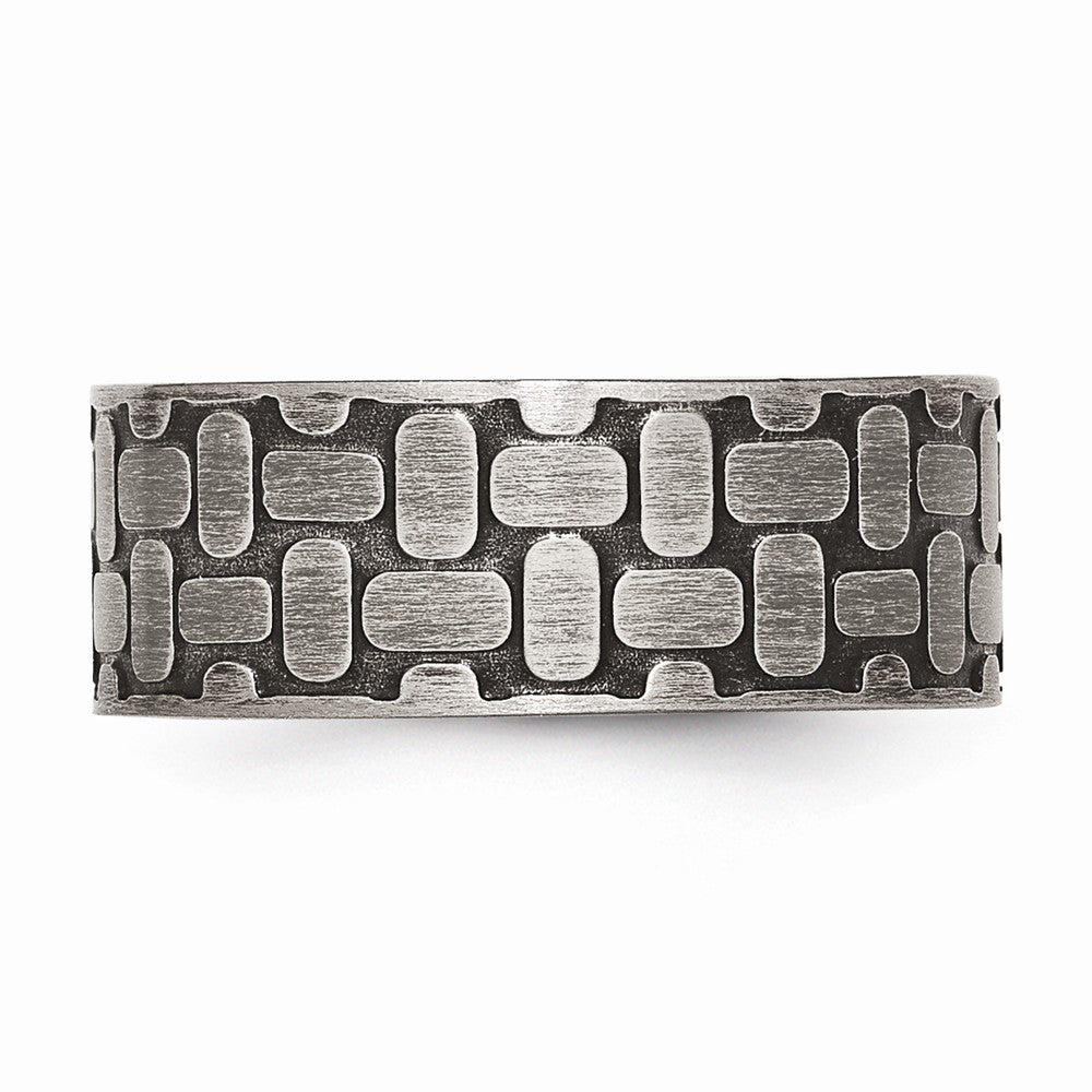 Antiqued & Brushed Wedding Band in Stainless Steel, 7.75mm