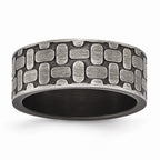 Antiqued & Brushed Wedding Band in Stainless Steel, 7.75mm