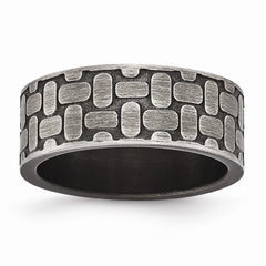 Sophia Stainless Steel Wedding Band with Antiqued Brushed Finish - 7 - 7