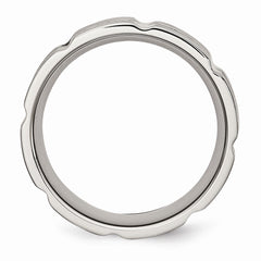 Stainless Steel Wedding Band with Polished and Brushed Grooves for Modern Elegance - 8 - 8