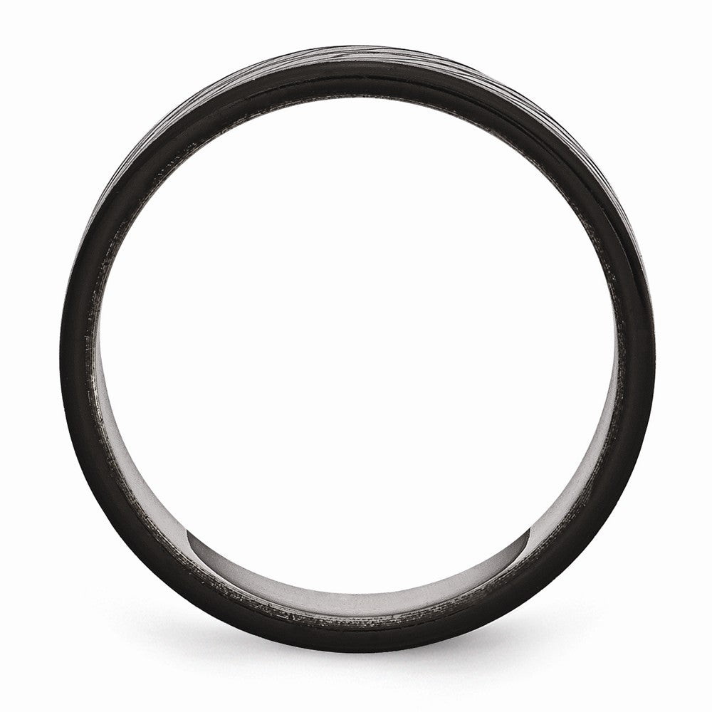 Diamond-Cut Black Wedding Band in Stainless Steel, 8mm