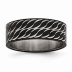 Diamond-Cut Black Wedding Band in Stainless Steel, 8mm