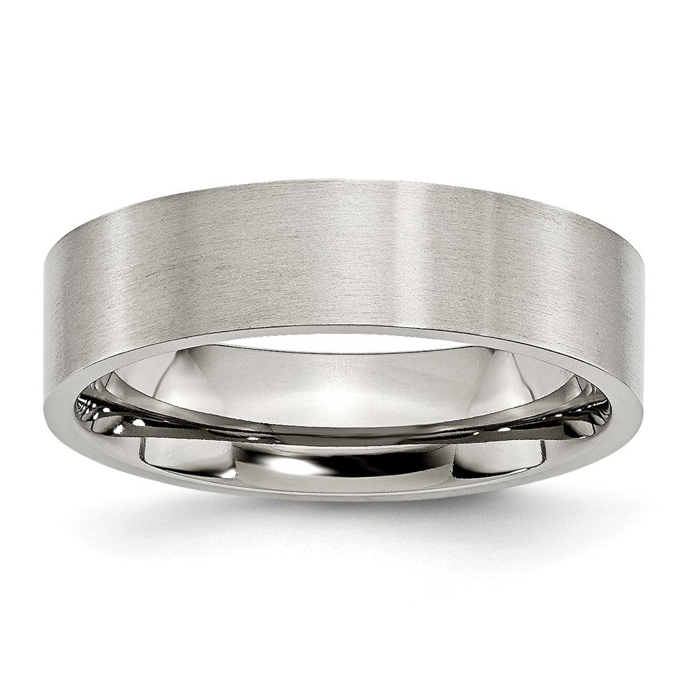 Brushed Comfort-Fit Wedding Band in Stainless Steel, 6mm