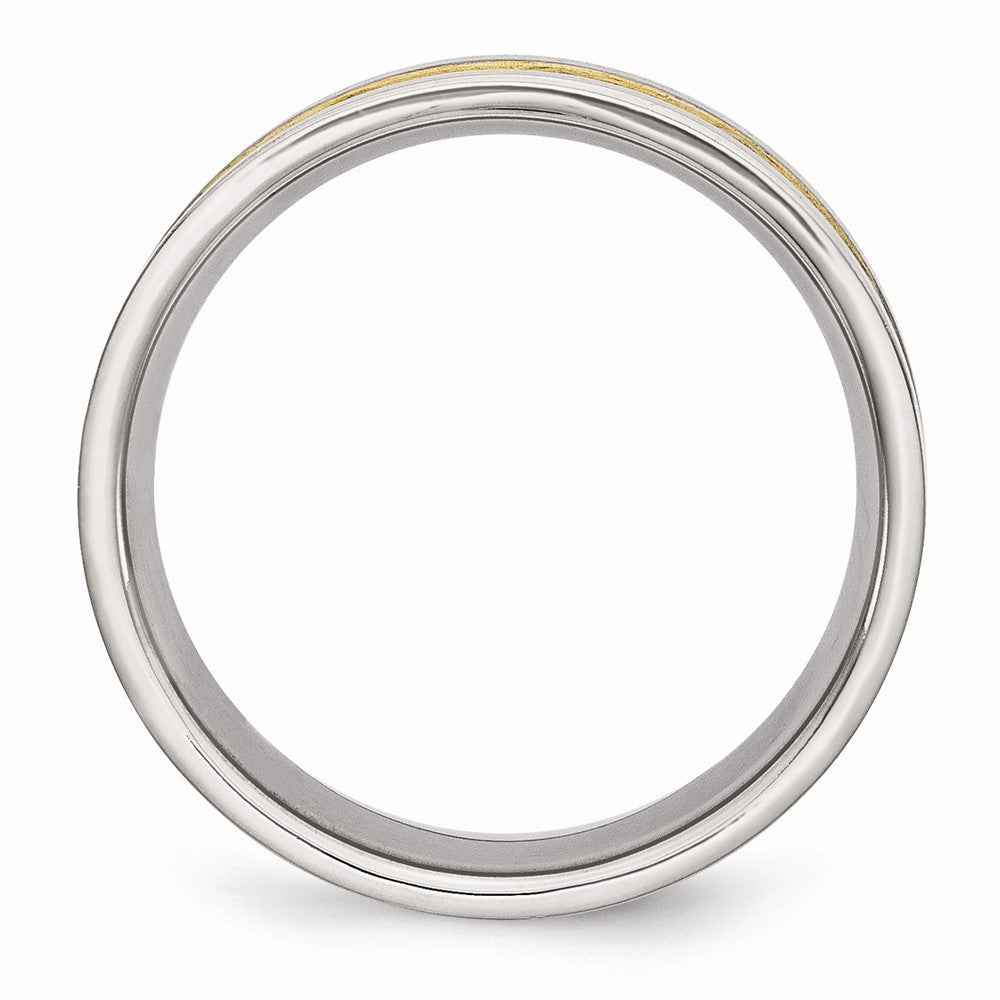 Grooved Wedding Band in Stainless Steel with Gold IP Plating, 8mm Secondary image