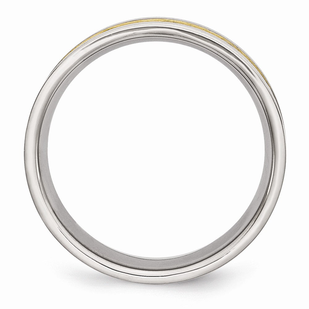 Stainless Steel Grooved Yellow IP-plated Mens 8mm Brushed Band