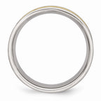 Grooved Wedding Band in Stainless Steel with Gold IP Plating, 8mm