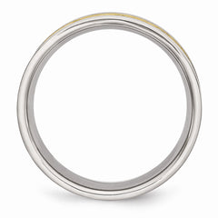 Sophia Jewelers Stainless Steel Engravable Men's Wedding Band with Yellow IP Finish