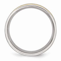 Stainless Steel Grooved Yellow IP-plated Mens 8mm Brushed Band