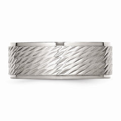 Stainless Steel Brushed and Polished Textured Band