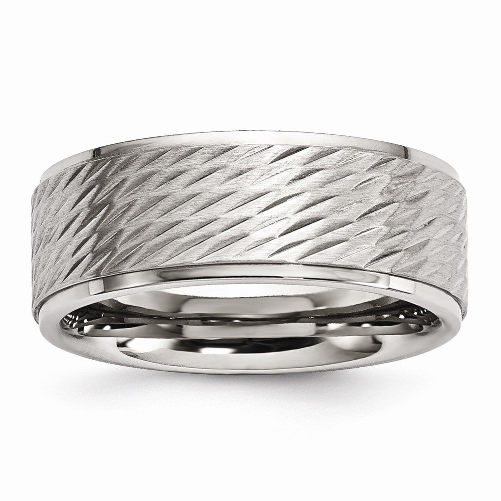 Stainless Steel Brushed and Polished Textured Band
