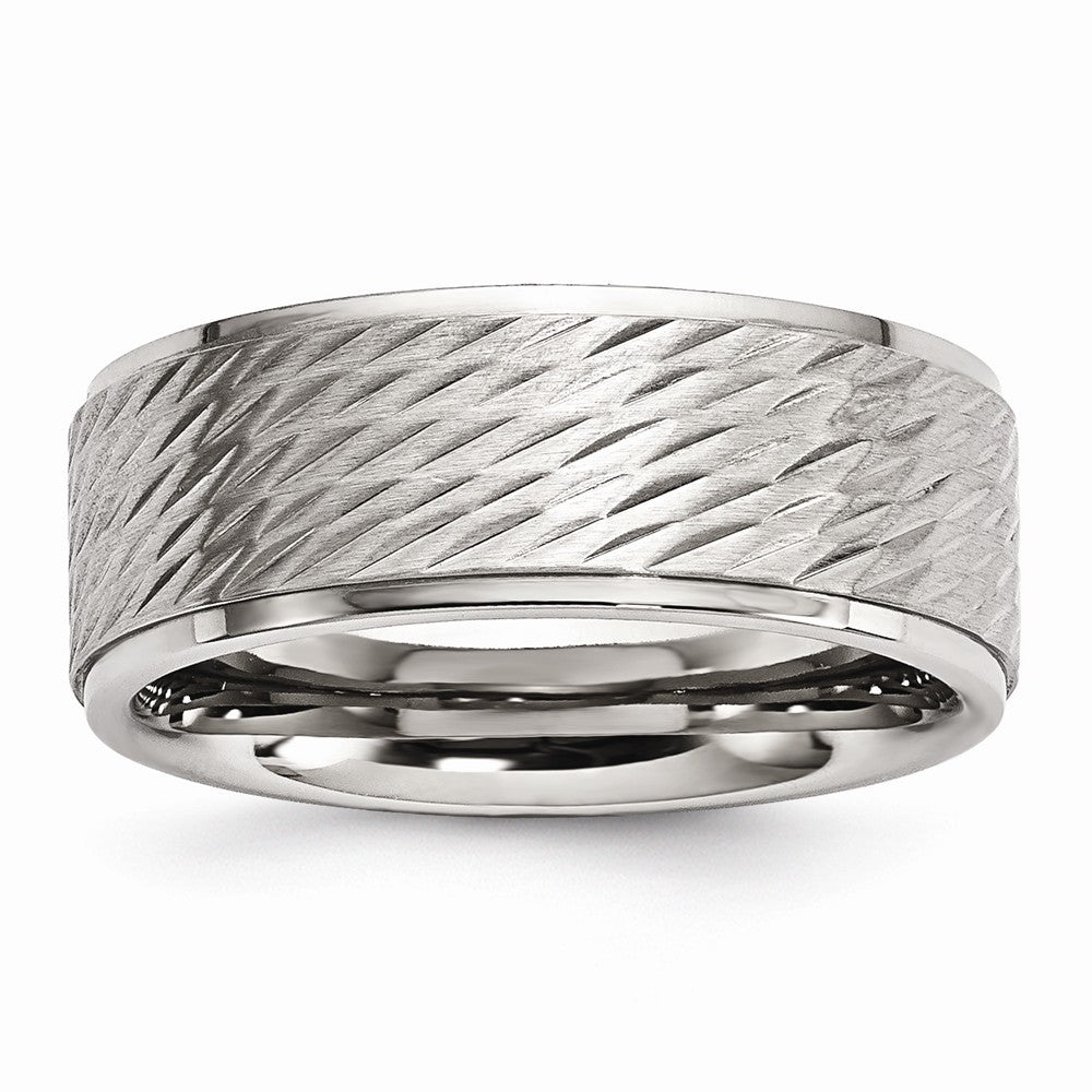 Sophia Jewelers Stainless Steel Wedding Band Brushed Polished Unisex - 8 - 8