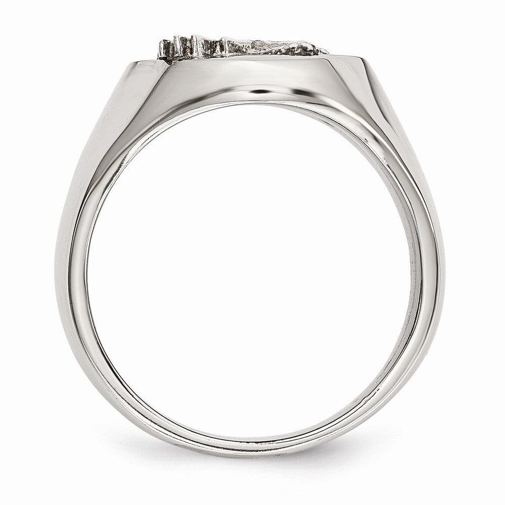 Stainless Steel Men's Eagle Ring with Polished Rhodium Elegance Secondary image
