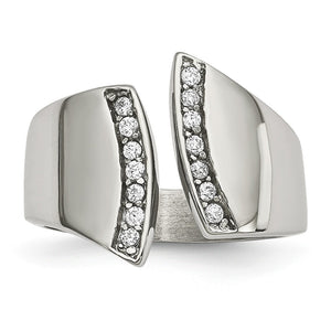Cubic Zirconia Fashion Ring in Stainless Steel, Size 6–9 - Sophia Jewelers