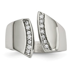 Stainless Steel Polished CZ Ring